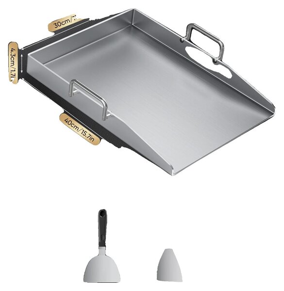 Piastra per grill plancha, elevata resistenza alle alte temperature, facile da pulire, color argento