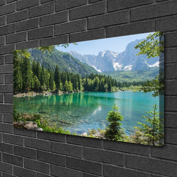 Quadro stampa su tela Foresta Natura Lago Montagne 100x50 cm