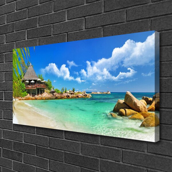 Stampa Su Tela Quadro Su Tela Telaio Turchese Italia Città Tramonto Vista Sul Mare 61 Cucina Camera Da Letto Salone Corridoio 100 X 50 Cm | Leroy Merlin - Foto 3