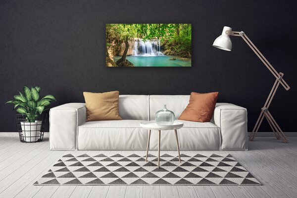 Quadro su tela Cascata del lago della foresta naturale 100x50 cm