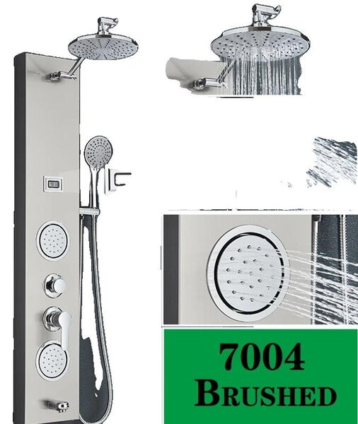 Pannello doccia, soffione a pioggia, getti SPA rotanti, 7004 nichel