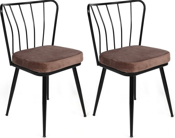 Skye Decor, Yldz-947 V2, set di sedie (2 pezzi), marrone chiaro, 100 % METALLO, 43 x 42 x 82 cm