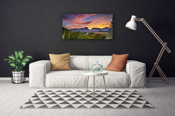 Quadro su tela Montagna. Foresta. Sole. Natura 100x50 cm