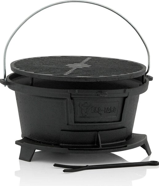 Pentola per grigliare in ghisa BBQ-Toro con portagriglia | 43 x 42 x 21,5 cm | Stile Hibachi