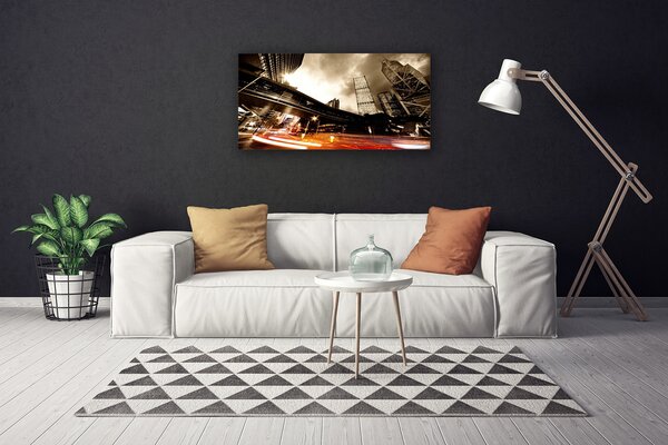Quadro su tela Case sulla strada della città 100x50 cm