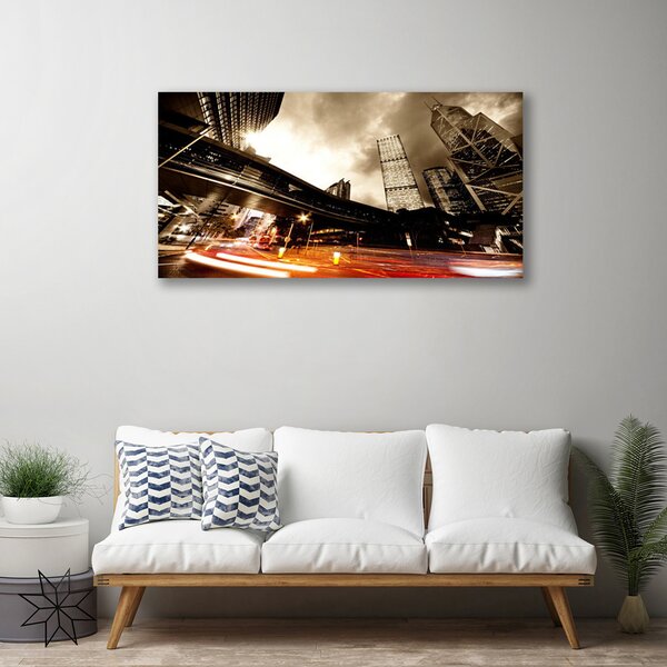 Quadro su tela Case sulla strada della città 100x50 cm
