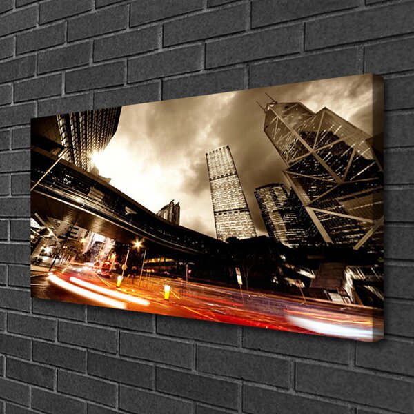 Quadro su tela Case sulla strada della città 100x50 cm