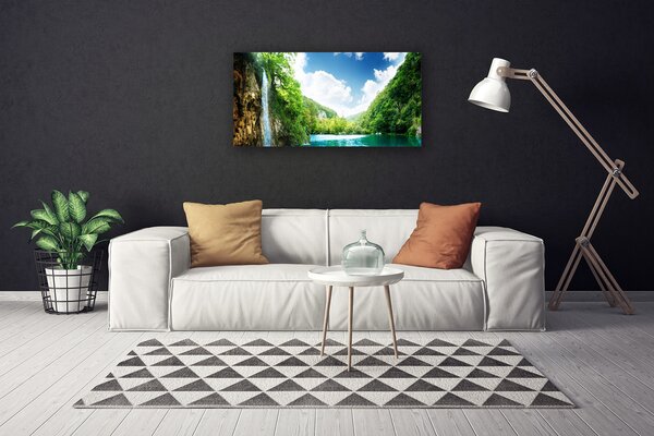 Quadro su tela Lago di foresta naturale 100x50 cm
