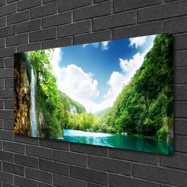 Quadro su tela Lago di foresta naturale 100x50 cm