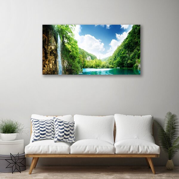 Quadro su tela Lago di foresta naturale 100x50 cm