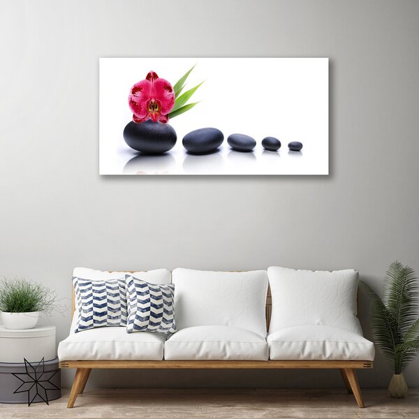 Quadro su tela Opera d'arte del fiore dell'orchidea 100x50 cm