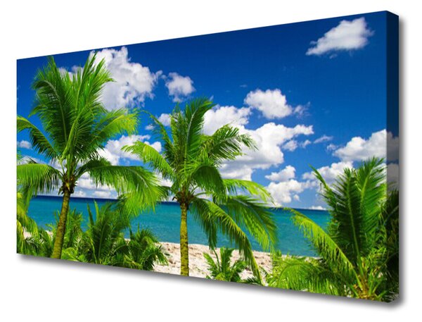 Quadro su tela Paesaggio delle palme del mare 100x50 cm