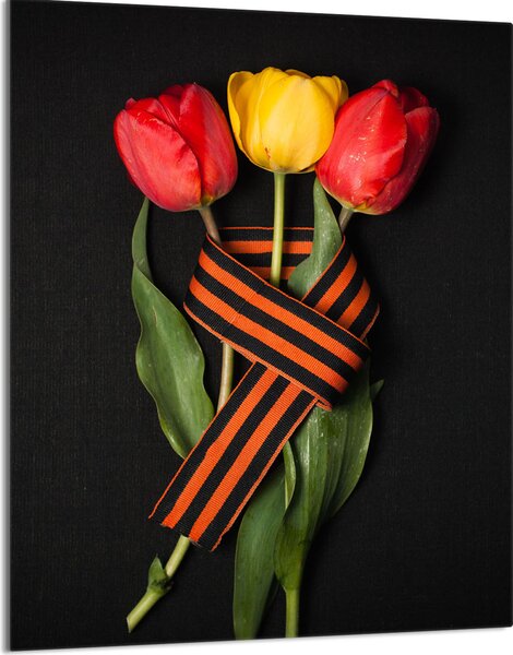 Piastra copri fornelli 40x52 Piastra copri piano cottura in Vetroceramica alzatina in vetro tagliere decorativo, tulipani nero