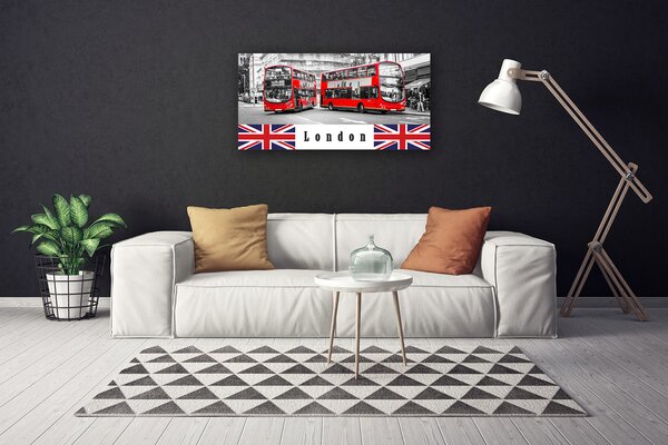 Stampa quadro su tela Arte dell'autobus di Londra 100x50 cm