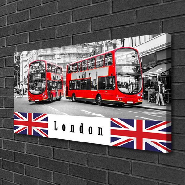 Stampa quadro su tela Arte dell'autobus di Londra 100x50 cm