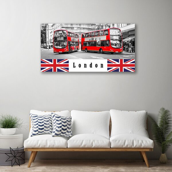Stampa quadro su tela Arte dell'autobus di Londra 100x50 cm