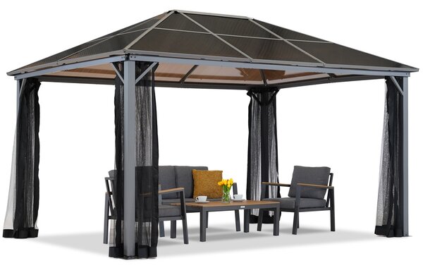 Gazebo da giardino Milos 3x4m con zanzariera Garden Point grigio