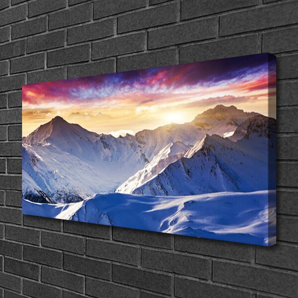 Foto quadro su tela Paesaggio di montagne di neve 100x50 cm