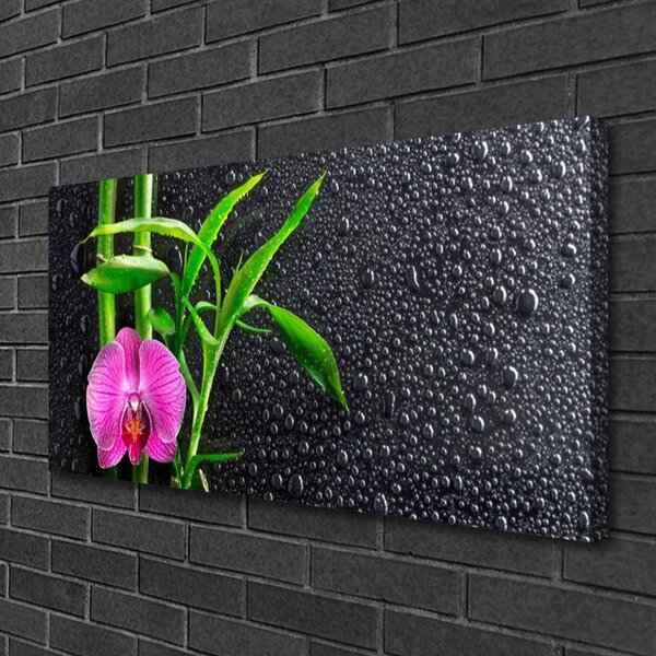 Quadro su tela Gocce di fiori di bambù 100x50 cm