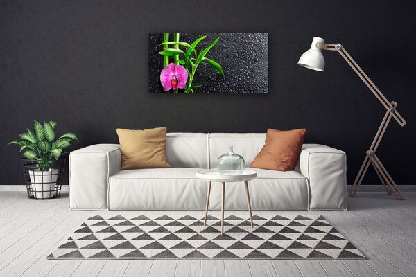 Quadro su tela Gocce di fiori di bambù 100x50 cm