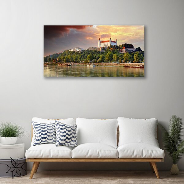 Quadro su tela Paesaggio lacustre della città 100x50 cm