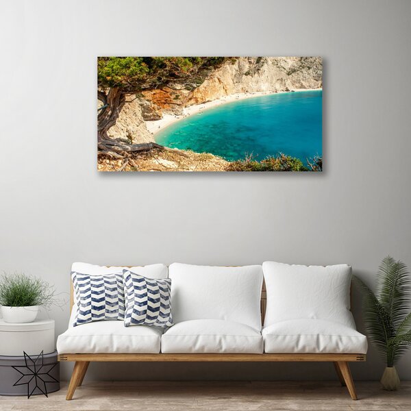 Stampa quadro su tela Baia. Mare. Rocce. Spiaggia 100x50 cm
