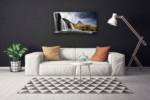 Quadro su tela Paesaggio di montagna della cascata 100x50 cm