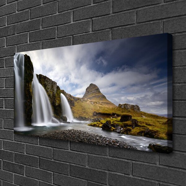 Quadro su tela Paesaggio di montagna della cascata 100x50 cm