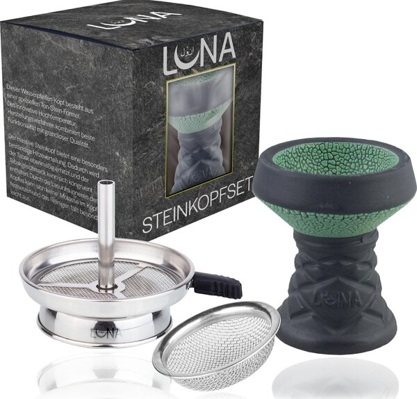 Set Steinkopf con cappuccio per camino verde - incl. guarnizione e filtro superiore, accessorio universale