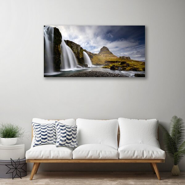 Quadro su tela Paesaggio di montagna della cascata 100x50 cm
