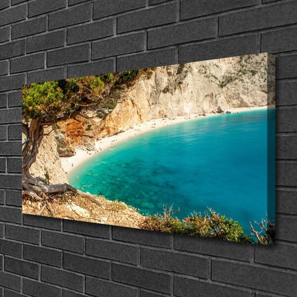 Stampa quadro su tela Baia. Mare. Rocce. Spiaggia 100x50 cm