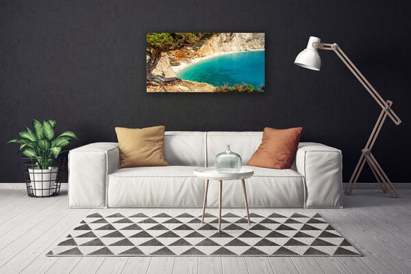 Stampa quadro su tela Baia. Mare. Rocce. Spiaggia 100x50 cm
