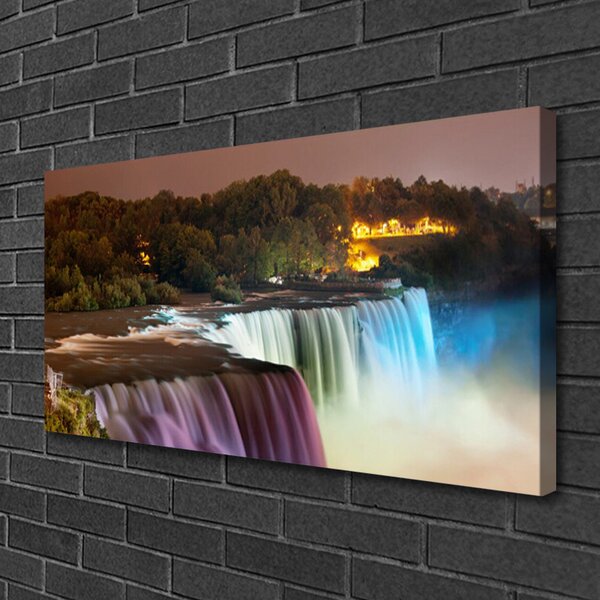 Quadro su tela Natura della cascata della foresta 100x50 cm