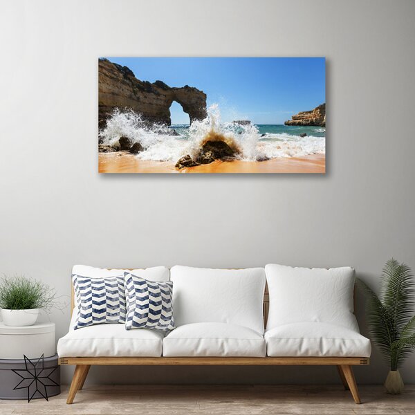 Quadro su tela Paesaggio delle onde del mare della spiaggia 100x50 cm