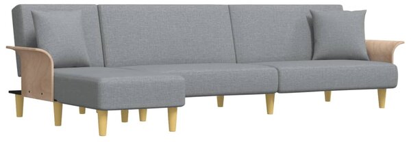 Divano Letto a L Grigio Chiaro 279x140x70 cm in Tessuto