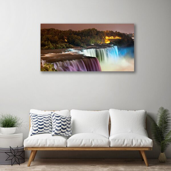 Quadro su tela Natura della cascata della foresta 100x50 cm