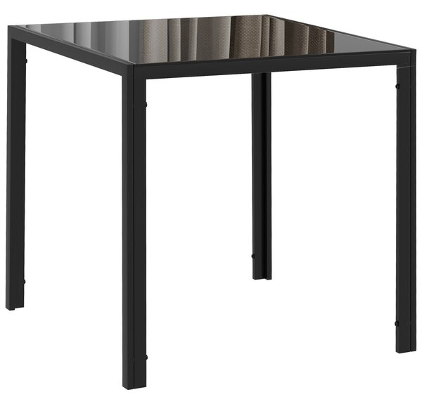 HOMCOM Tavolo da pranzo per 4 persone, con piano in vetro temperato e piedi in acciaio, 75x75x75 cm, nero | Aosom Italy