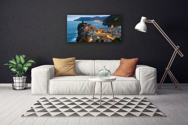 Quadro su tela Paesaggio di montagna della città del mare 100x50 cm