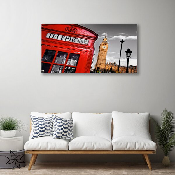 Quadro su tela Cabina telefonica di Londra 100x50 cm