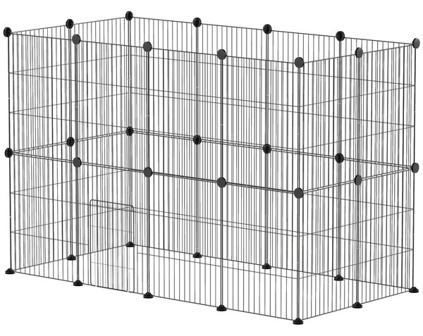 PawHut Gabbia per Animali Piccoli Modulare con Porta e Pannelli in Acciaio, 120x60x80 cm, Nero | Aosom Italy