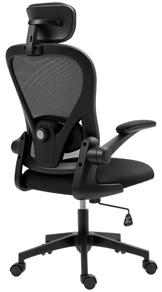 HOMCOM Sedia da Ufficio Ergonomica in Tessuto con Braccioli, Nero | Aosom Italy