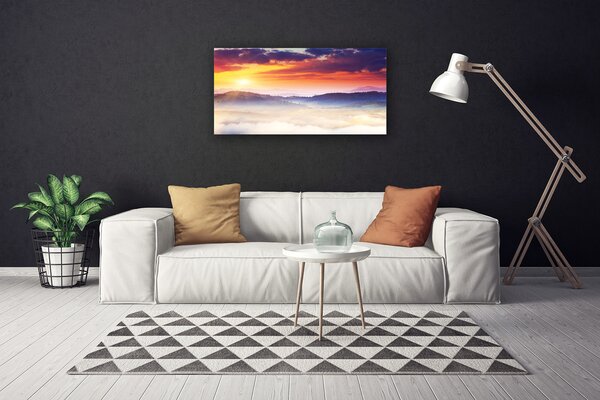 Quadro su tela Montagna, sole, paesaggio 100x50 cm
