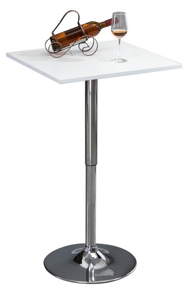HOMCOM Tavolo da Bar Regolabile in Altezza, Piano Girevole a 360°, Piedi Antigraffio, Base in Metallo Stabile, Bianco | Aosom Italy