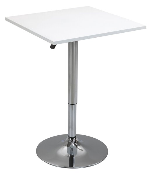 HOMCOM Tavolo da Bar Regolabile in Altezza, Piano Girevole a 360°, Piedi Antigraffio, Base in Metallo Stabile, Bianco | Aosom Italy