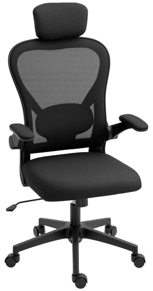 HOMCOM Sedia da Ufficio Ergonomica in Tessuto con Braccioli, Nero | Aosom Italy