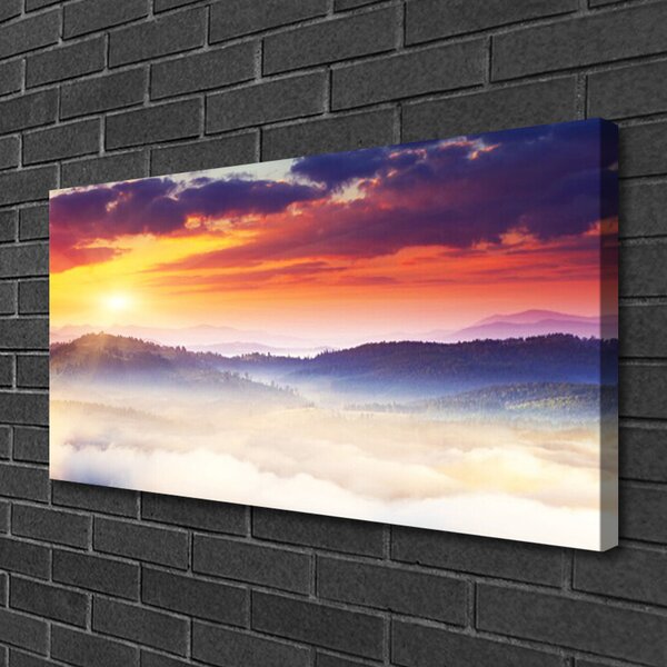 Quadro su tela Montagna, sole, paesaggio 100x50 cm