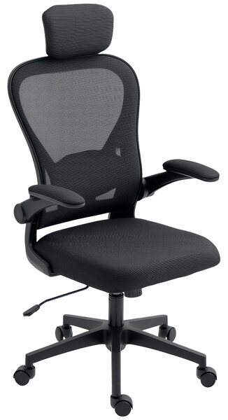 HOMCOM Sedia da Ufficio Ergonomica in Tessuto con Braccioli, Nero | Aosom Italy