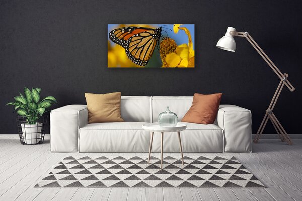 Quadro su tela Natura del fiore della farfalla 100x50 cm