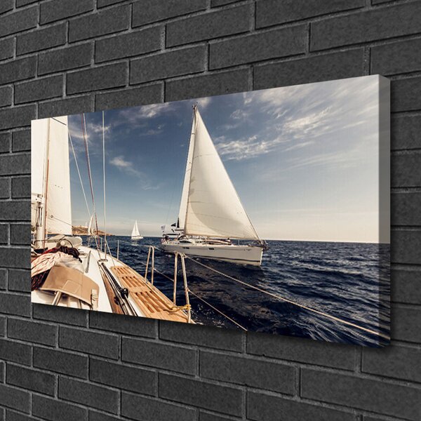 Quadro su tela Paesaggio marino in barca 100x50 cm
