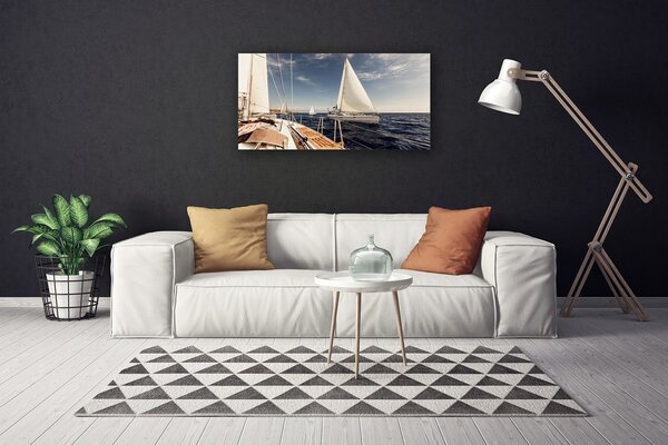 Quadro su tela Paesaggio marino in barca 100x50 cm